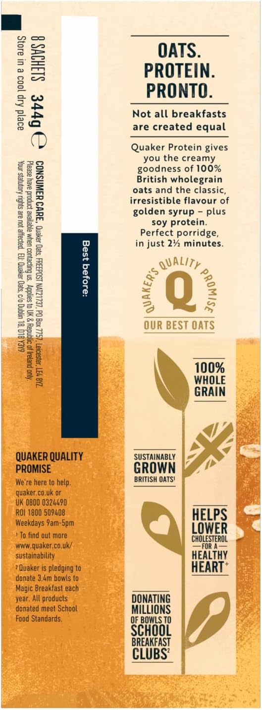 Quaker Oat So Simple Protein Golden Syrup Porridge, 8x43g