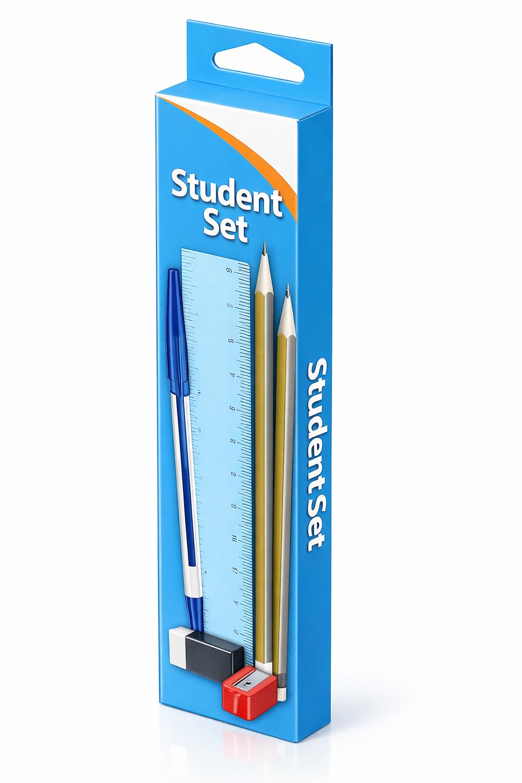 1ABOVE Student Stationery Set - 6 Pieces with HB Pencils, Blue Ball Pen, 15cm Ruler | Compact