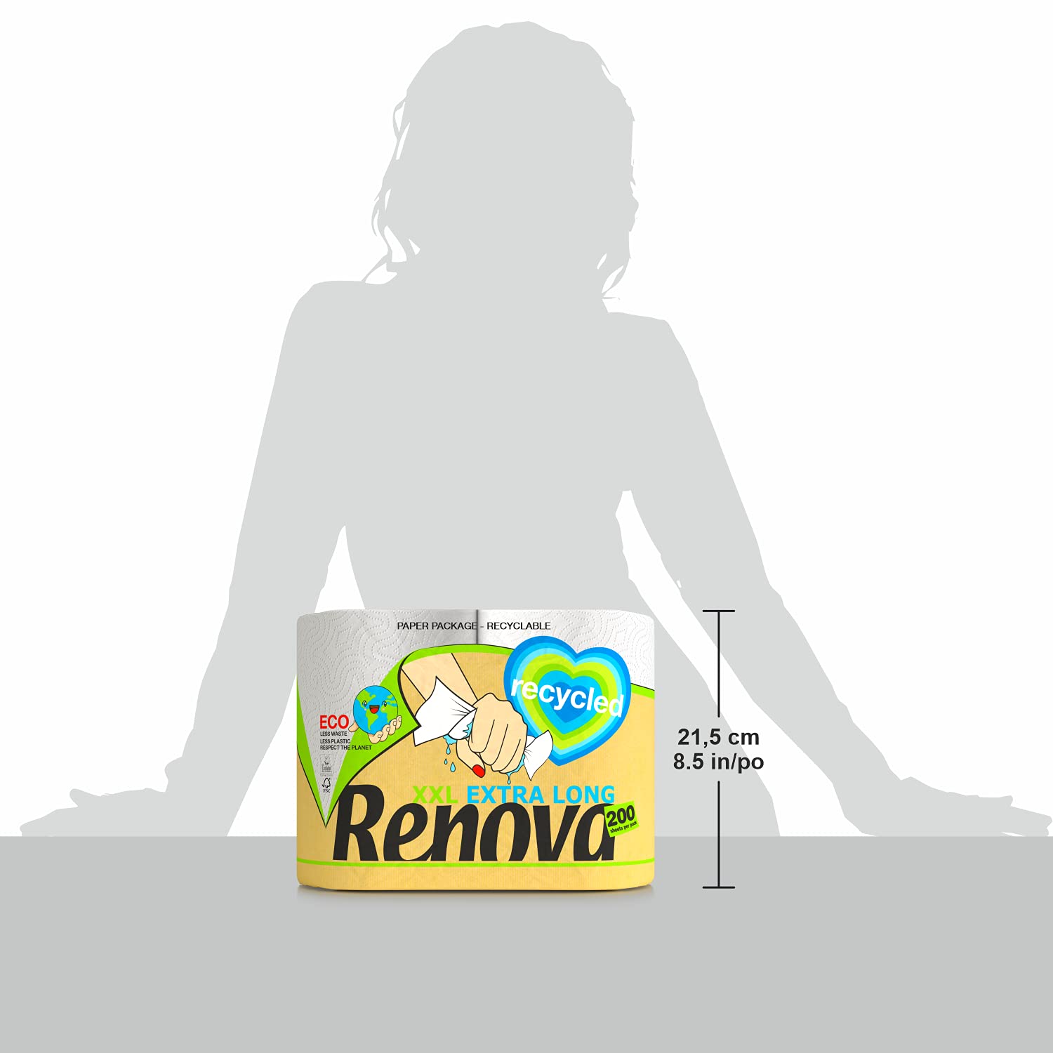Renova - Recycled Kitchen Rolls 2-Ply XXL (Pack of 2) Wrapped in Paper 5