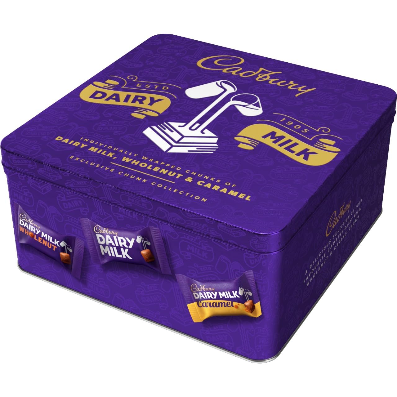 Cadbury Dairy Milk Exclusive Chunk Collection Dose mit Vollkorn und Karamell – 360 g