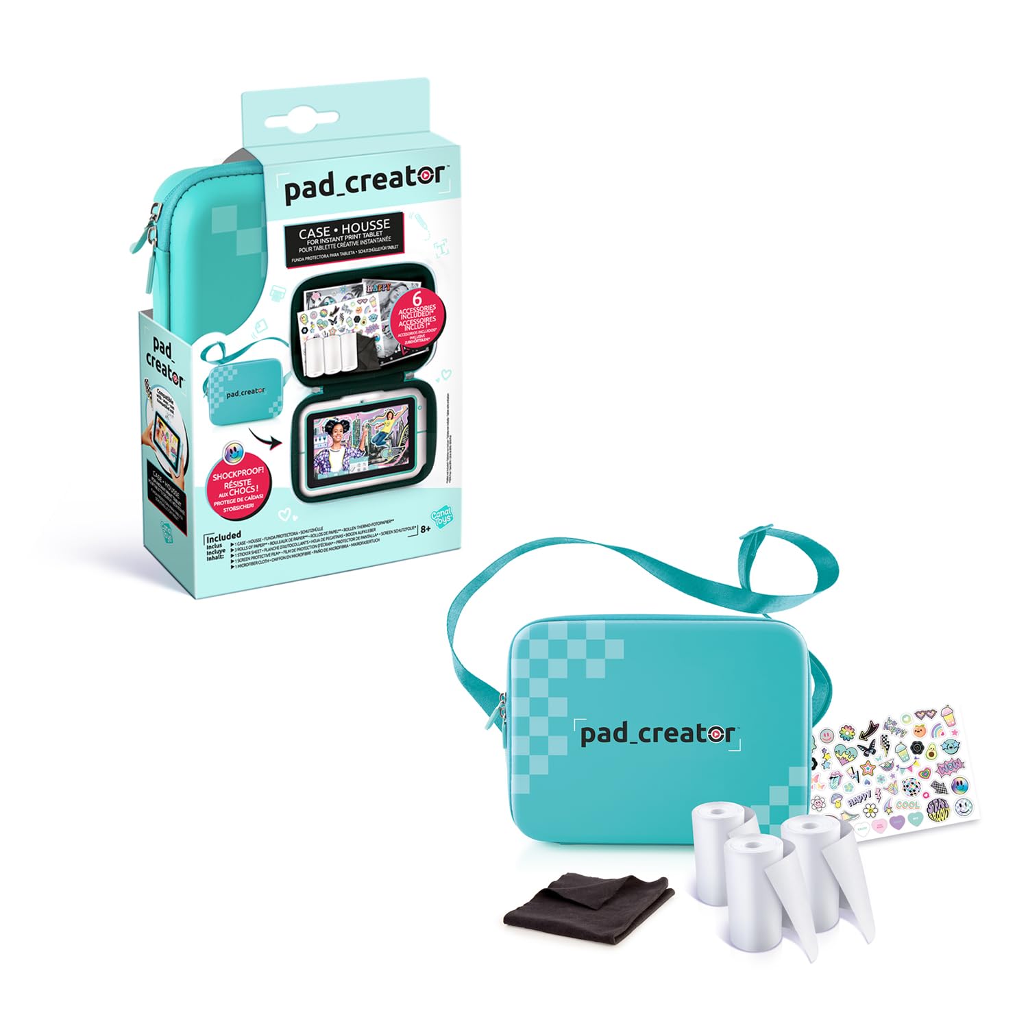 Canal Toys Pad Creator Instant Print Tablet Case - Teal Protective Carry Case with Sticker Sheet & Refills 3
