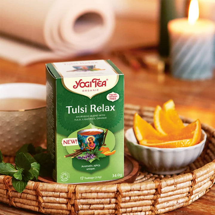 Yogi Tea - Tulsi Relax Organic Herbal Tea, Naturally Caffeine Free, Blend of Tulsi, Liquorice and Orange, 102 Tea Bags