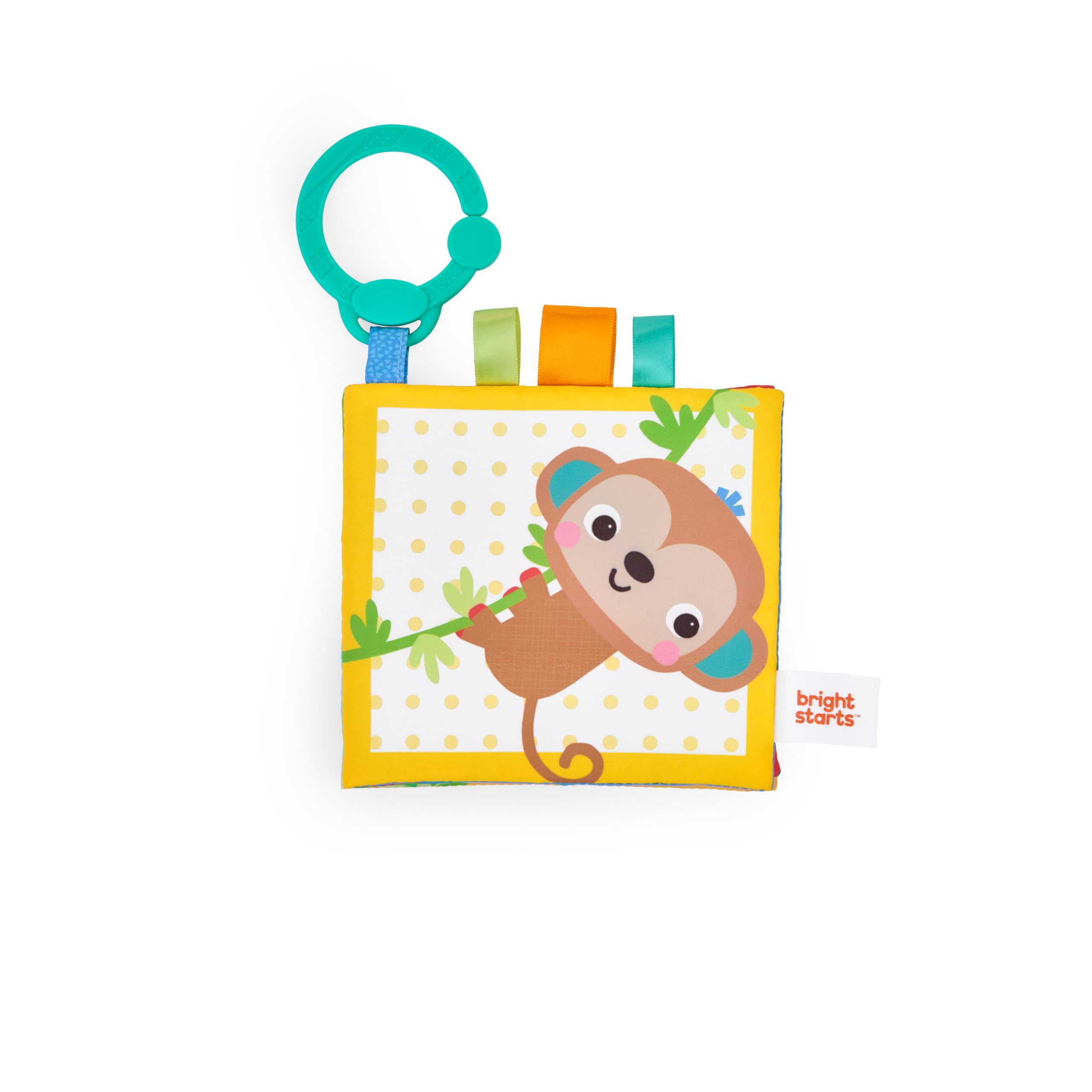 Bright Starts Safari Buddies Soft Crinkle Book Stroller Toy | Sensory Stimulation | Unisex Baby
