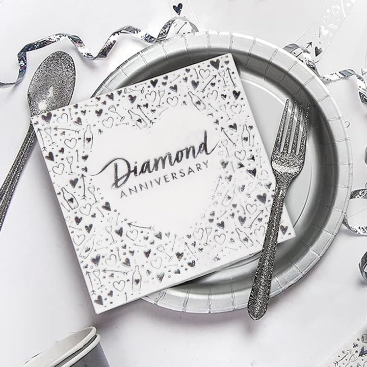 Creative Party Diamond Anniversary 3-Ply Foil Stamped Luncheon Napkin