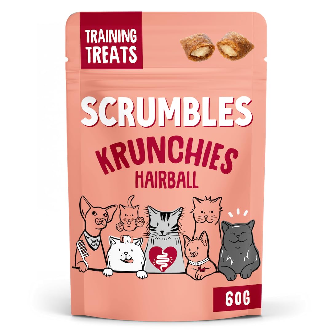 Scrumbles Anti-Hairball Krunchies Cat Treats - Chicken Flavour | 60g Pellets