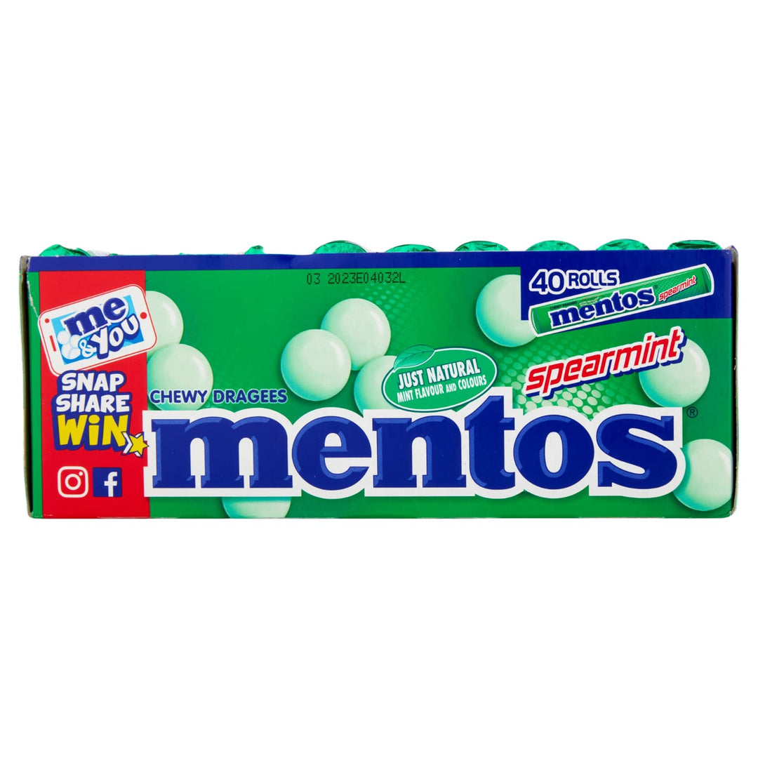 Mentos Spearmint Soft Mints - Refreshing Chewy Sweets with Natural Colours, Vegetarian Friendly - 40 Rolls