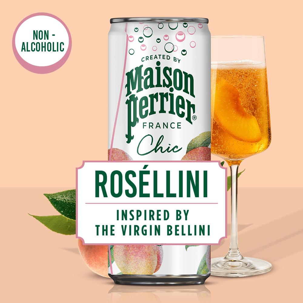 Maison Perrier Chic Rosellini Non-Alcoholic Aperitif | Peach & Blackcurrant Mocktail | 4 x 250ml Cans 2