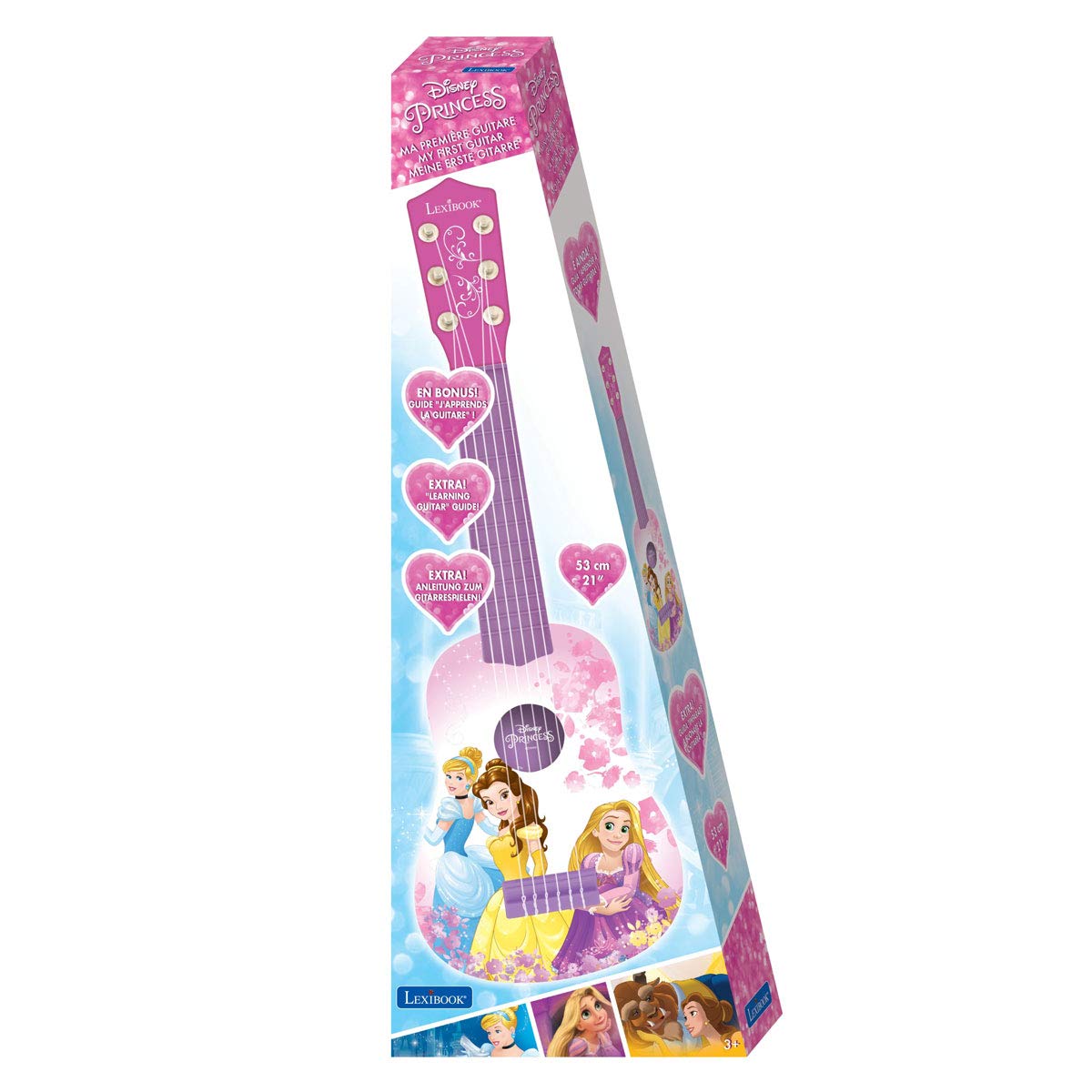 Lexibook Disney Princess Rapunzel My First Guitar 6 Nylon Strings 53 cm with Learning Guide Pink Purple K200DP 3