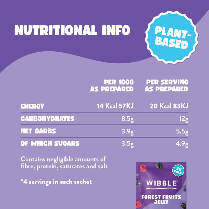 Wibble Natural Crystals 8-Pack Variety Jelly Powder - Plant-Based, Low Sugar, Low Calorie Vegan Jelly, 4 Flavors
