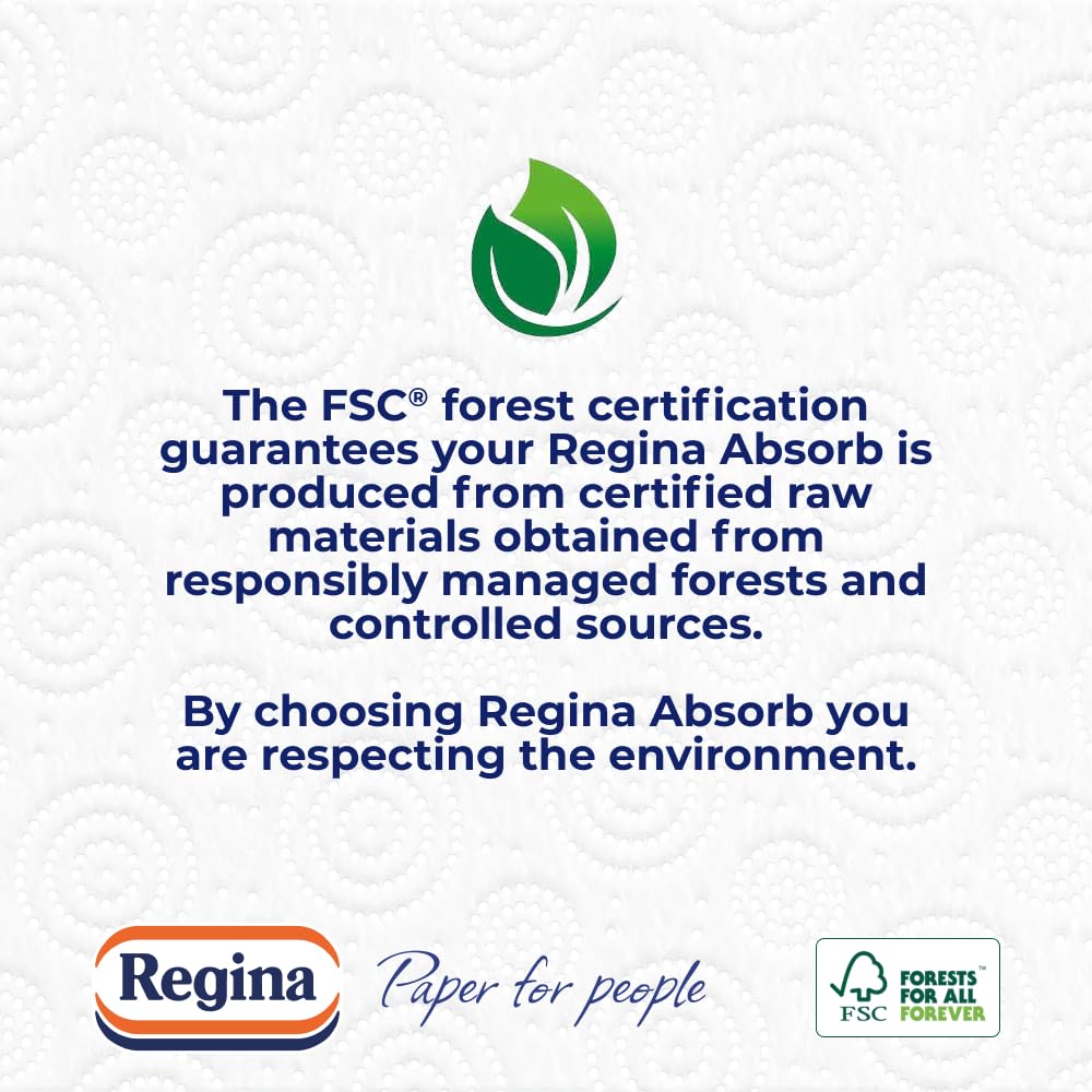 Regina Absorb Kitchen Towels – 8 Rolls, 75 Sheets per Roll, 2-Ply Super Absorbent Paper Towels 6