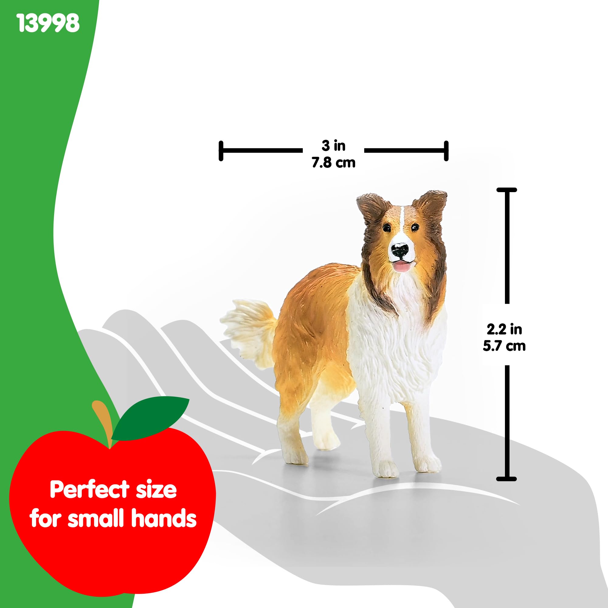Schleich Farm World Collie Figurine 13998-25 | Realistic Plastic Animal Toy for Ages 3+ 3