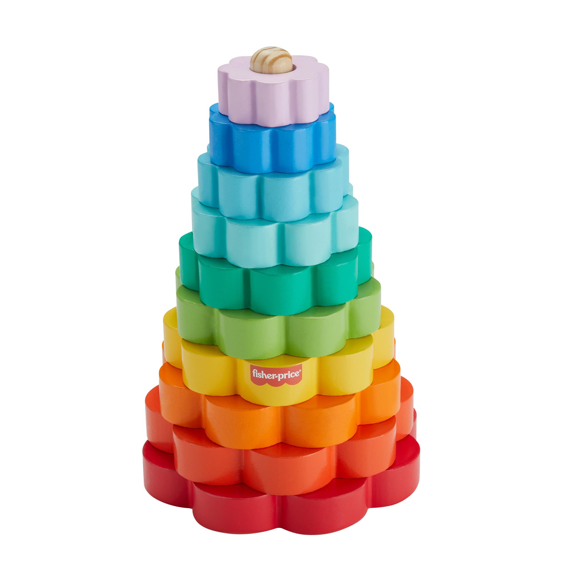 Fisher-Price Wooden Ring Stacker Toy - 10-Piece Educational Stacking Set for Toddlers 18+ Months 1