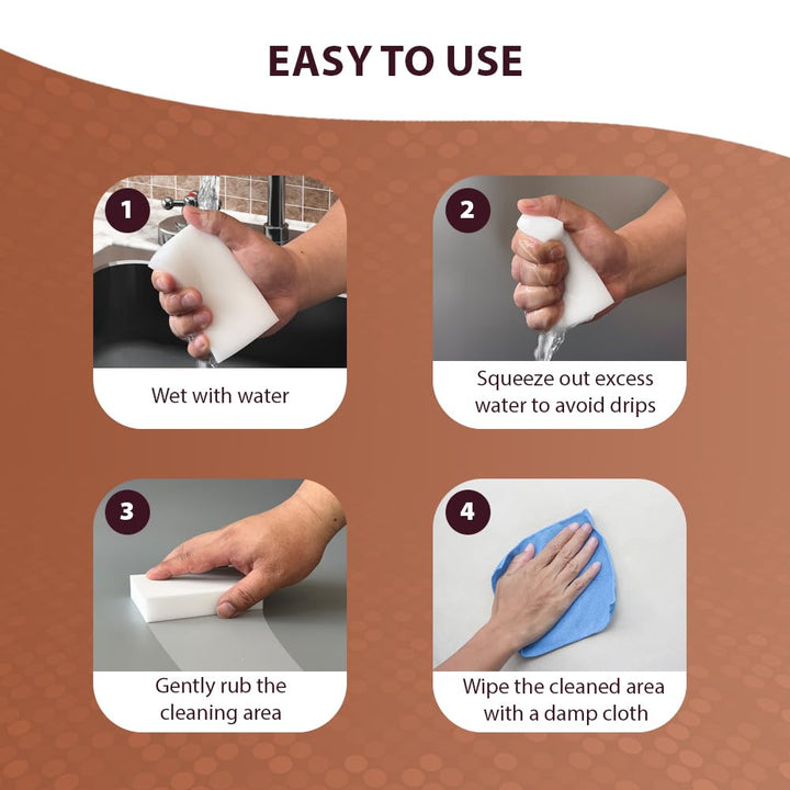 FABRIO Cleaning Eraser Sponges - Pack of 10 (3 Denser) - Melamine Foam for Kitchen, Bathroom & Home