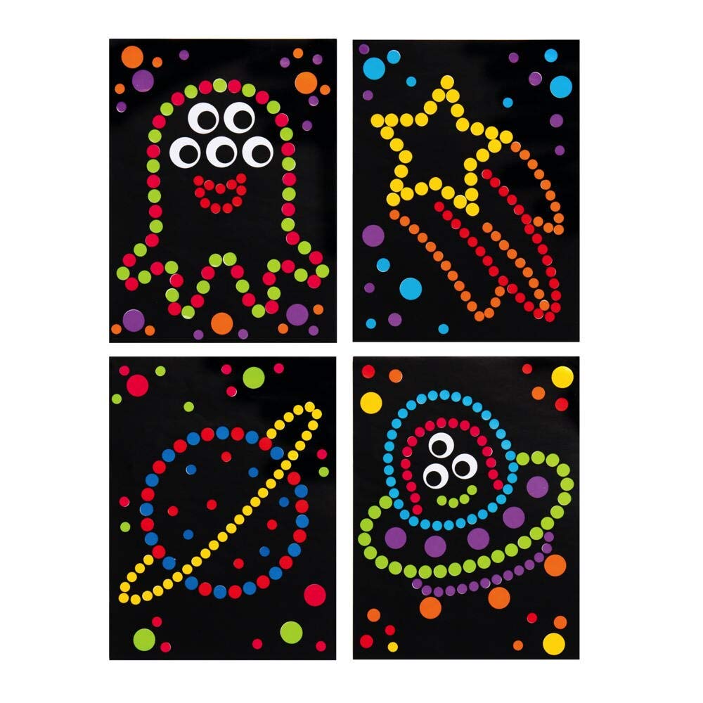 Baker Ross Solar System Sticker Art for Kids - Pack of 8 Dotty Picture Kits | 21cm x 28cm Sheets 3