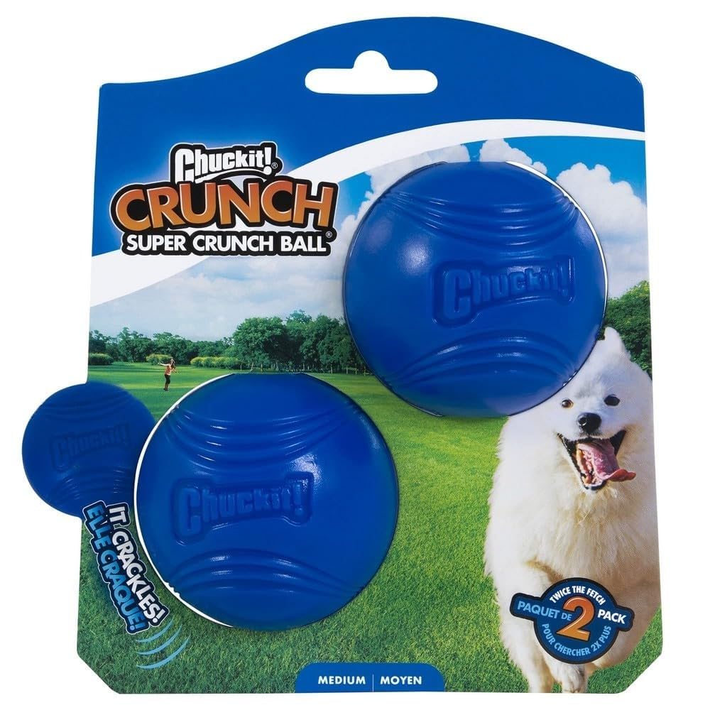 Chuckit! Crunch Ball Dog Toy - Interactive Fetch Toy | Medium Size | 2 Pack 1