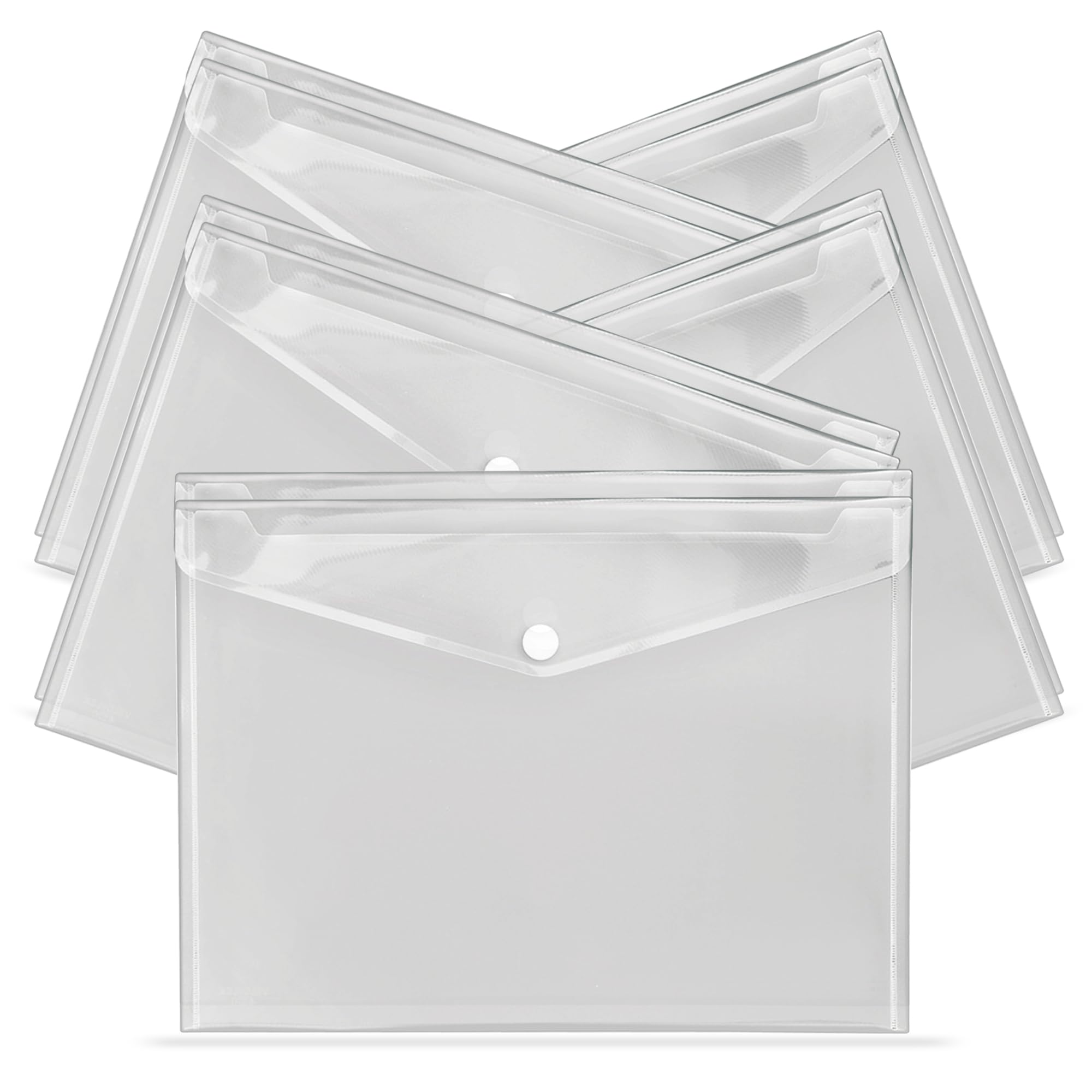 G4GADGET A4 Clear Plastic Wallets - Pack of 10 Popper Document Folders | Waterproof | 50 Sheet Capacity 1