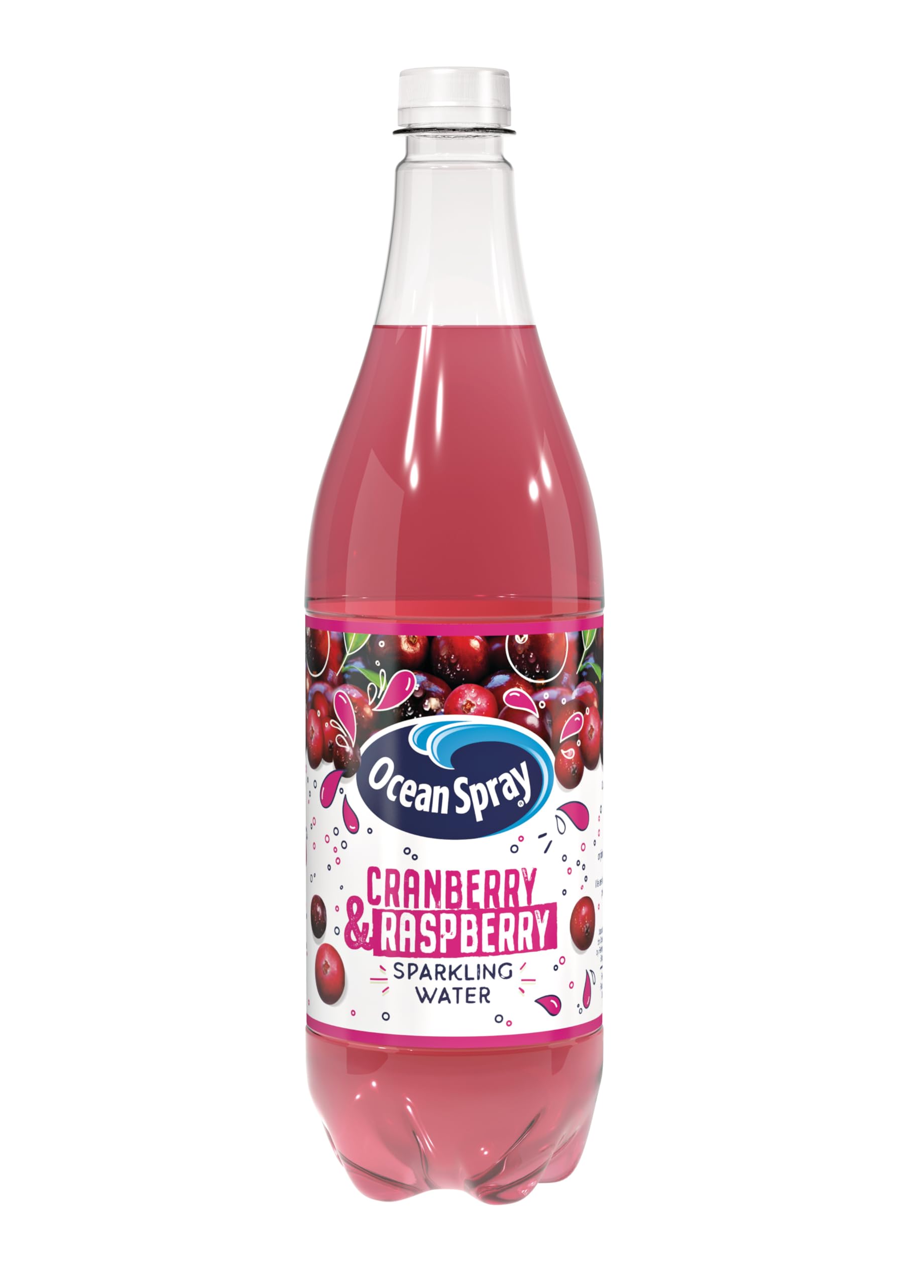 Ocean Spray Pink Cranberry & Raspberry Sparkling Water - 1L | Low Calorie | No Added Sugar 1