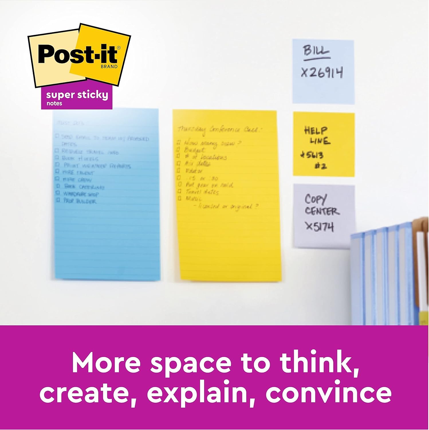 Post-it Super Sticky Large Notes - Lined, Green, 70 Sheets, 1 Pad | 101 mm x 101 mm 4