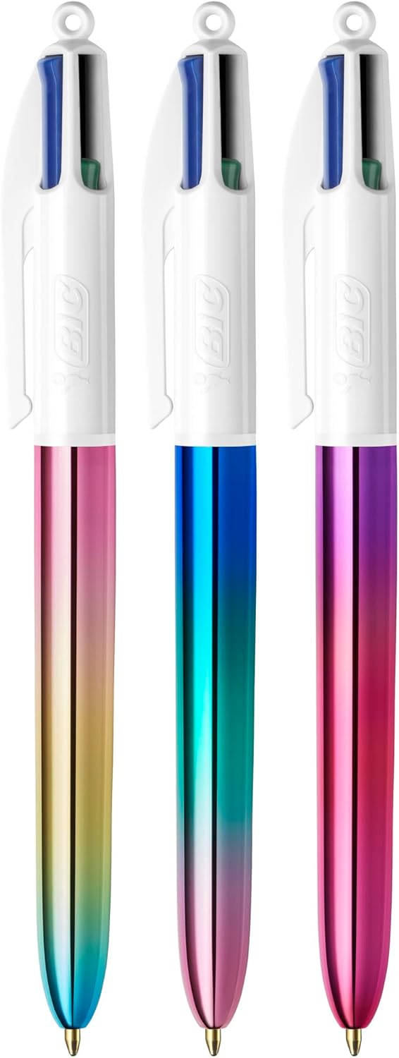 BIC 4 Colours Gradient Retractable Ball Pen Medium Points (1.00 mm) - Tri-Colour 5