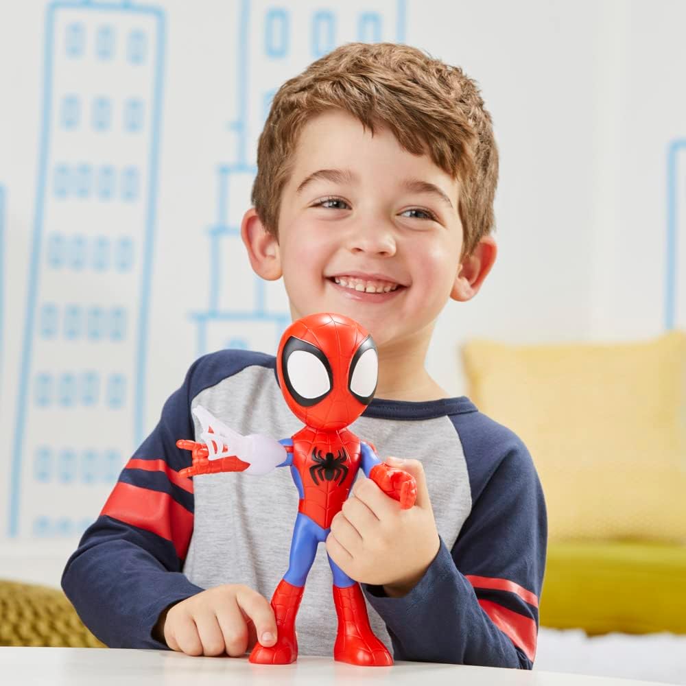Hasbro Marvel Spidey and His Amazing Friends Supersized Spidey Action Figure - 9 Inch Poseable Toy with Web Accessory 7