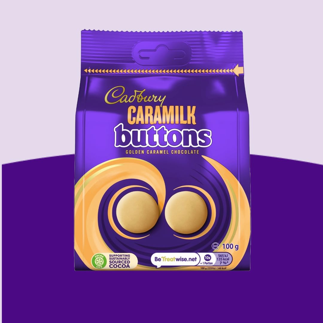 Cadbury Caramilk Golden Caramel Chocolate Buttons, Sharing Bag, 100g