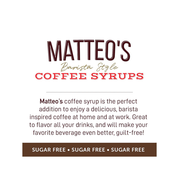 Matteo's Sugar Free Coffee Flavoring Syrup, Hazelnut, 0 Calorie, Keto Friendly, 25.4 Oz
