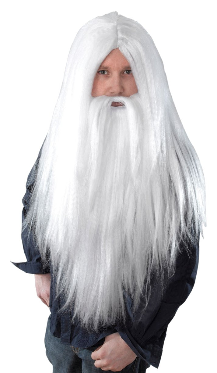 Bristol Novelty Wizard Wig and Long Beard, White, One Size 1