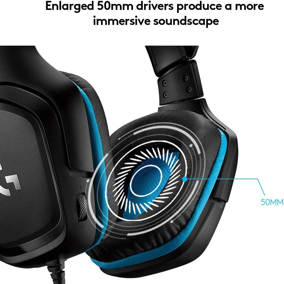 Logitech G432 Kabelgebundenes Gaming-Headset mit 7.1 Surround Sound, DTS Headphone:X 2.0, 50-mm-Treibern 7