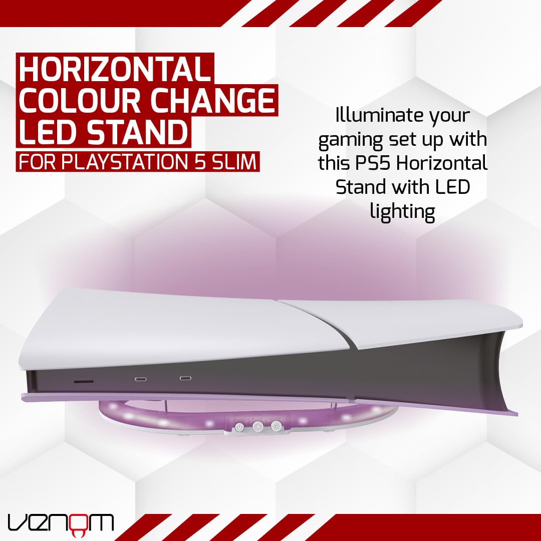 Venom PS5 Horizontal Console Stand with LED Lighting - 8 Color Options, USB Powered, Compatible with Slim Disc & Digital Models 6