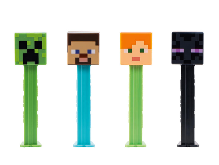 PEZ Minecraft Character Sweet Dispensers - Steve, Alex, Creeper & Ender Dragon Candy Dispenser Pack