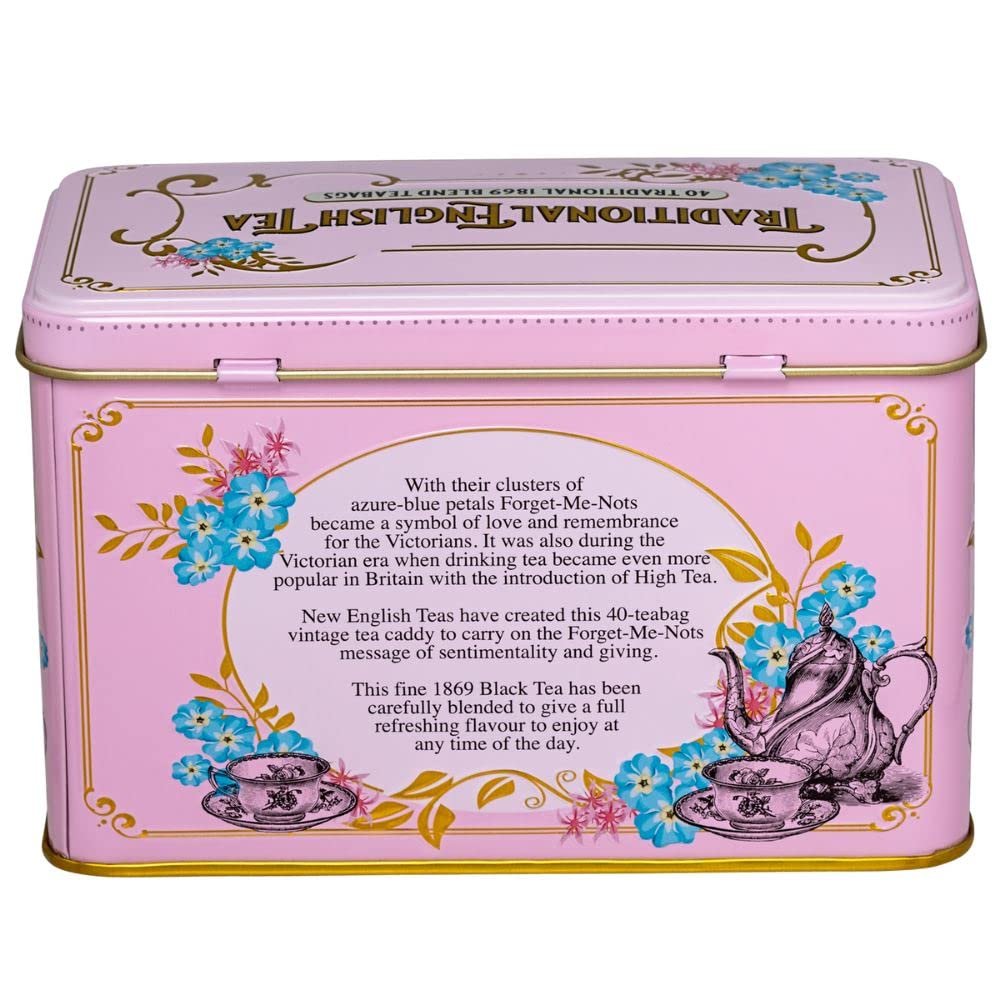 New English Teas Vintage Victorian Pink Tea Tin with 40 English Breakfast Teabags | 220g 6