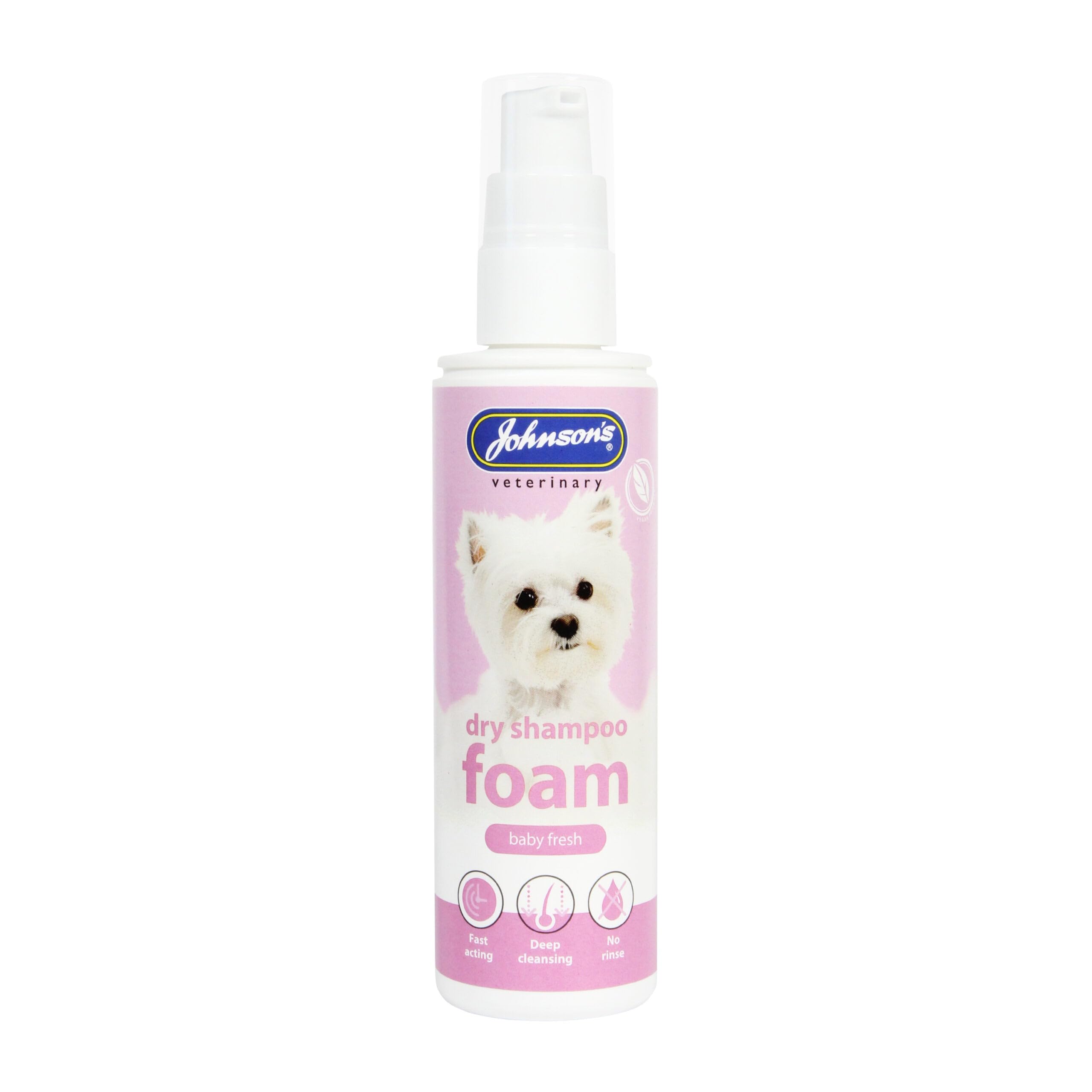 Johnson's Dry Foam Dog Shampoo - Waterless Cleaning, Baby Fresh Scent | 150ml Aerosol