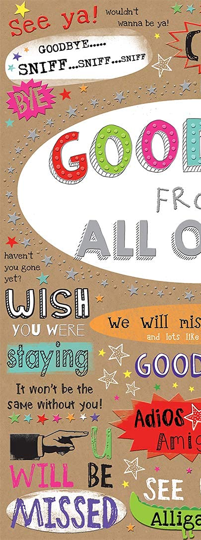 Piccadilly Greetings Goodbye From All Of Us! Farewell Blank Greeting Card | 12 x 9 inches | Brown 2