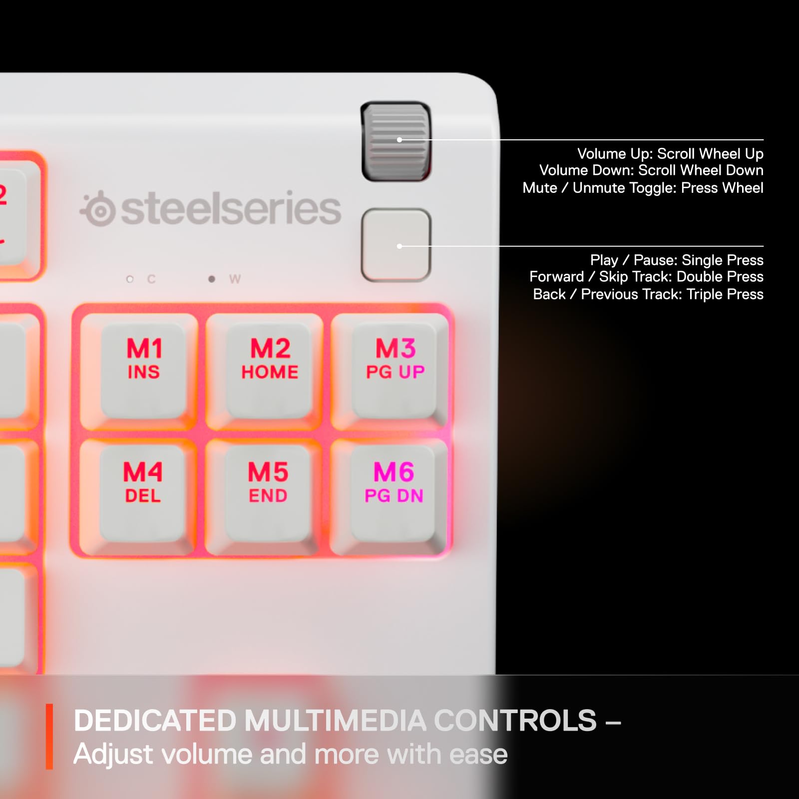 SteelSeries Apex 3 TKL Weiße RGB-Gaming-Tastatur – UK-Layout – 8-Zonen-RGB – Flüsterleise Schalter – Wasserfest