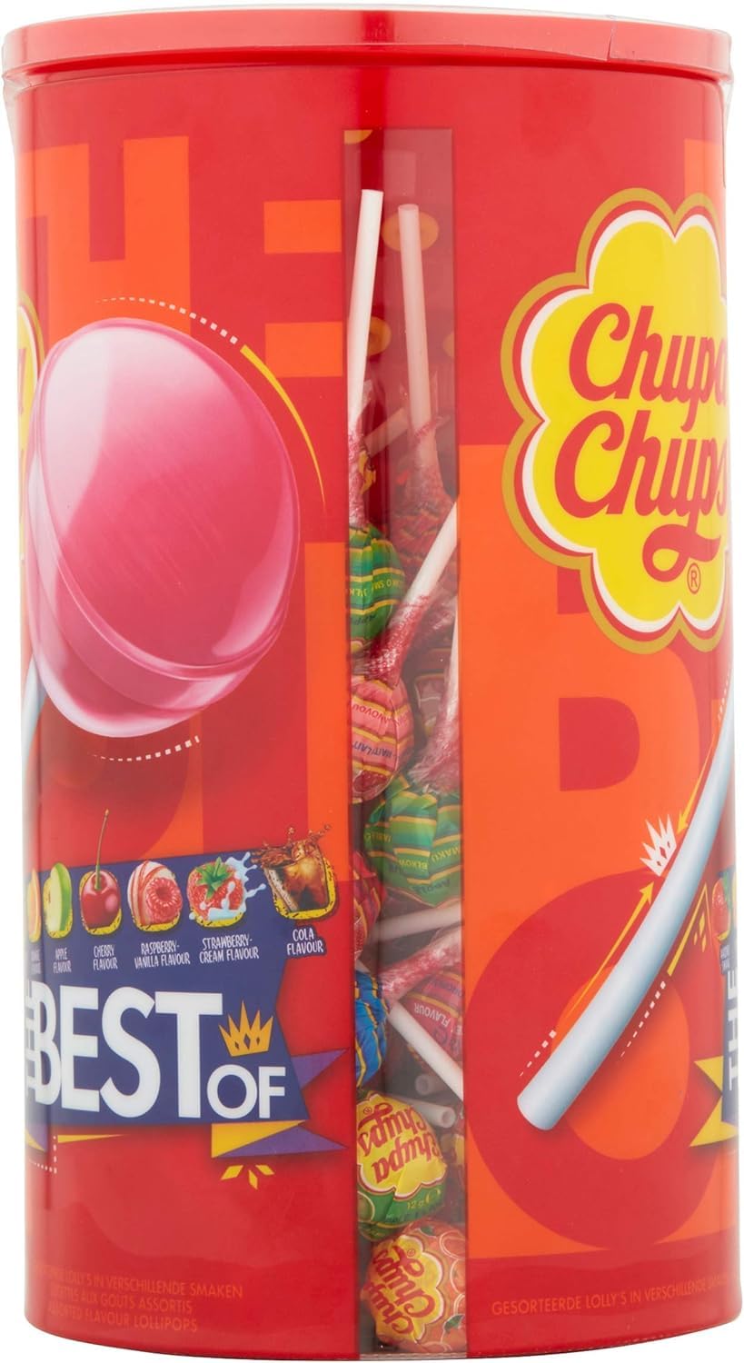 Chupa Chups The Best Of Lollipop Tube - 100 Count | 7 Classic Flavours | Individually Wrapped 2