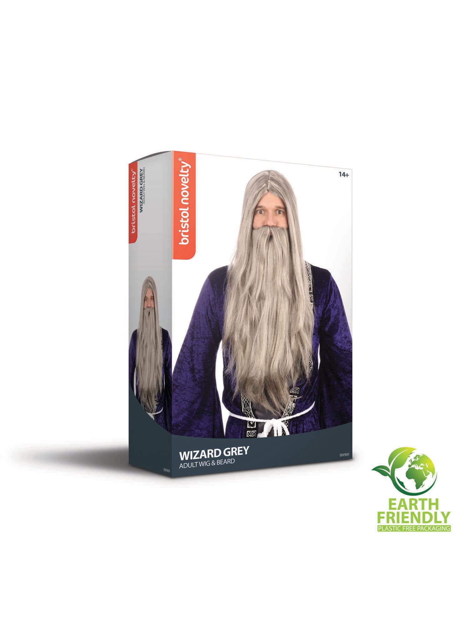 Bristol Novelty Grey Wizard Wig and Long Beard Set for Men 2