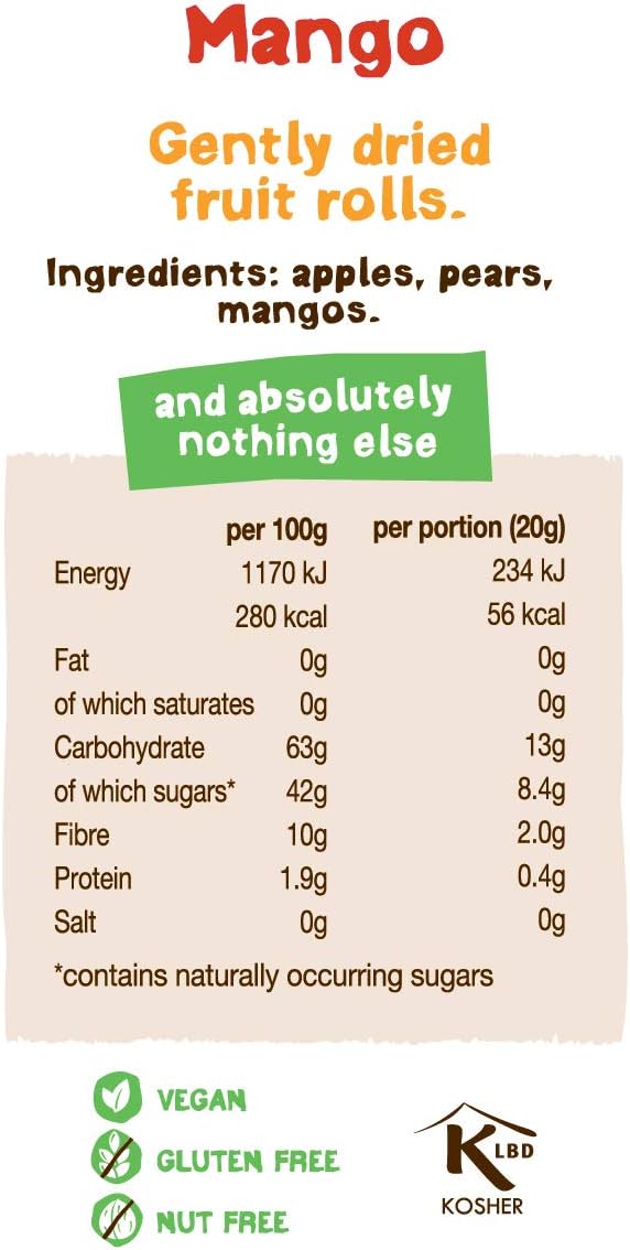 BEAR Mango Yoyos Fruit Rolls - 100% Real Fruit Snacks with Collectible Fact Cards (18 x 20 g) 3