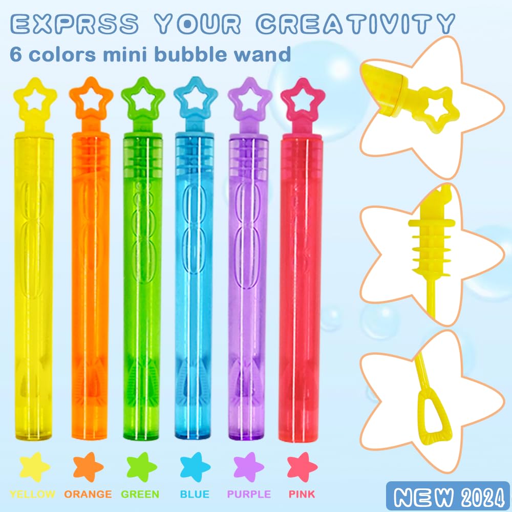 RAM Bubbles for Kids - 40 Star-Shaped Bubble Wands with 5ml Solution, Ages 3+
