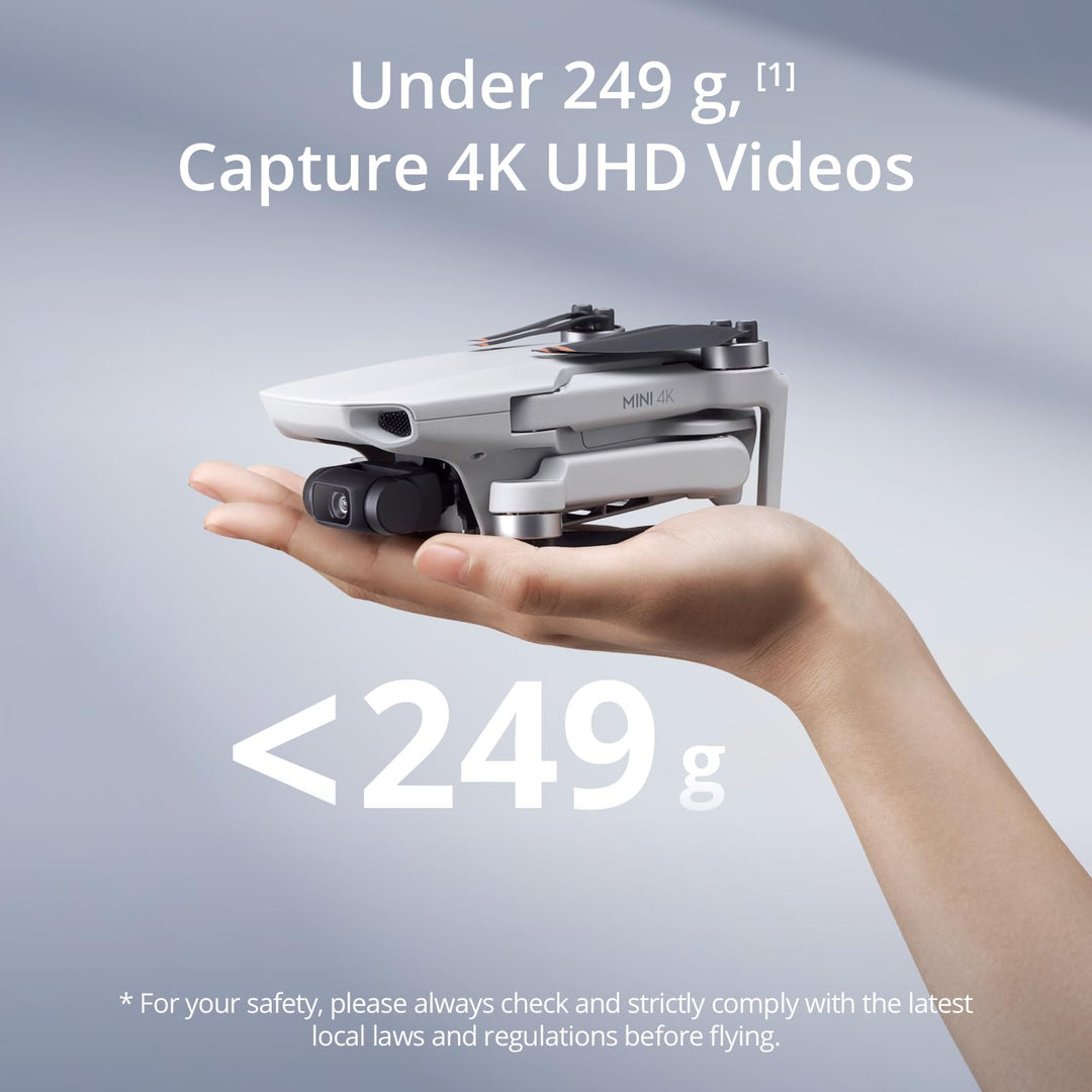 DJI Mini 4K Camera Drone Combo with 4K UHD Camera, 3-Axis Gimbal, Wind Resistant Flight, Extended Battery Options and DJI RC-N1C Controller - Grey