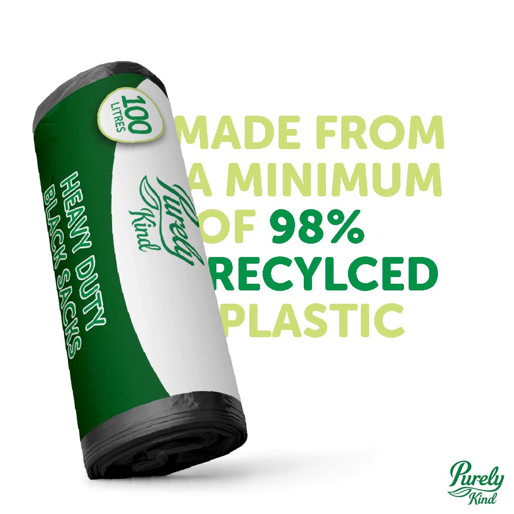 Blake & White Purely Kind Heavy Duty Black Sacks | 100L | Roll of 30 6