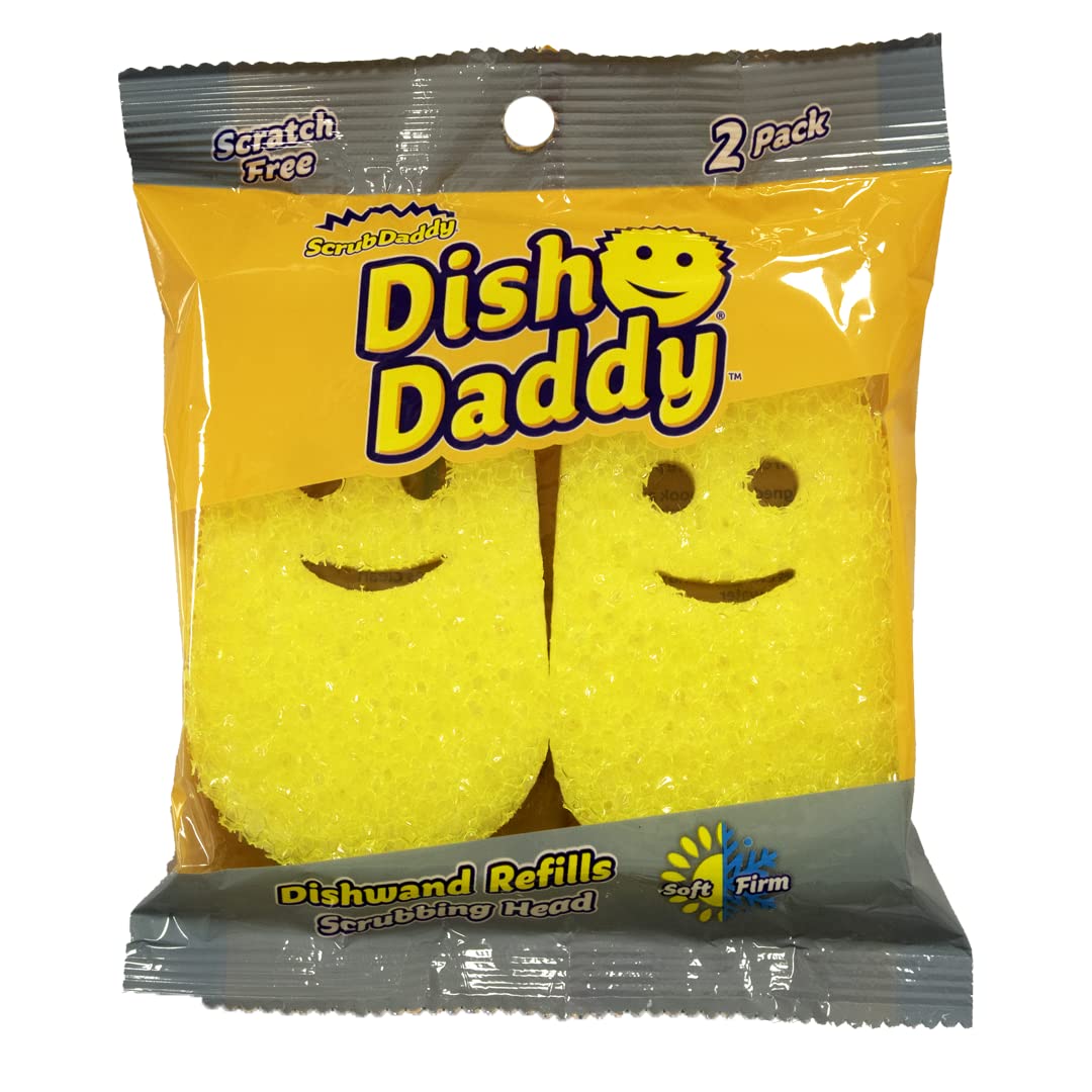 Scrub Daddy Dish Daddy Wand with Refill Heads, Sponge & Connector - Yellow