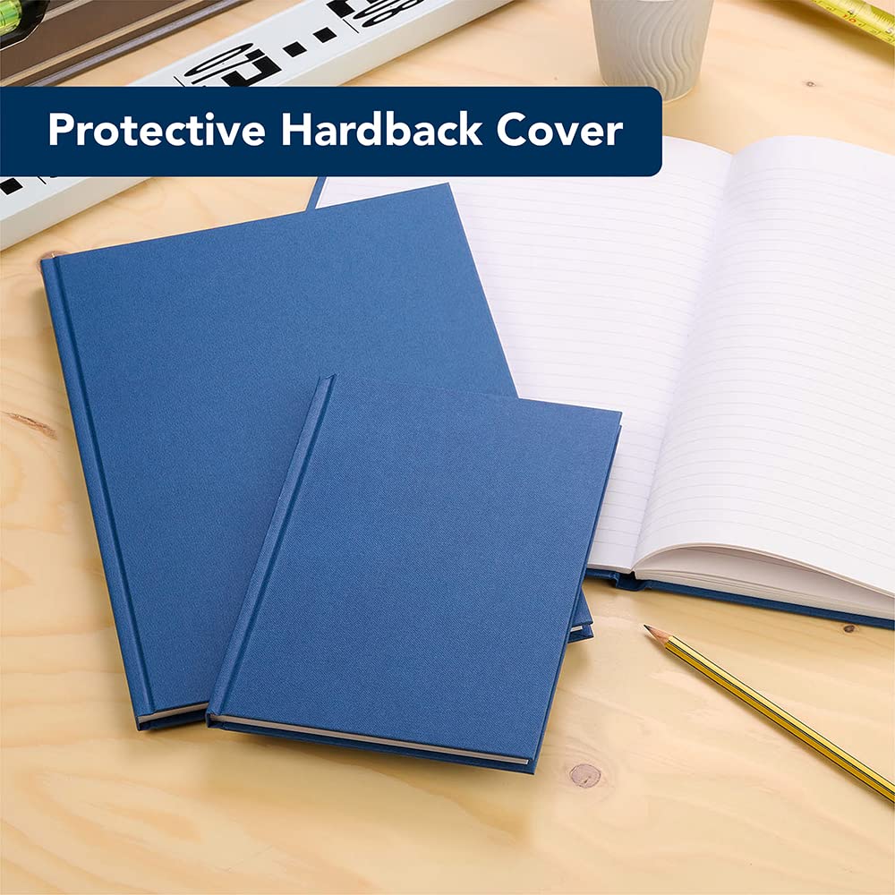SUMMIT A5 Hardback Composition Notebook | 192 Ruled Pages | 70gsm Paper | Blue | Pack of 5 3