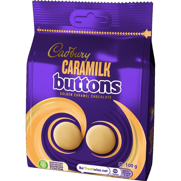 Cadbury Caramilk Golden Caramel Chocolate Buttons, Sharing Bag, 100g