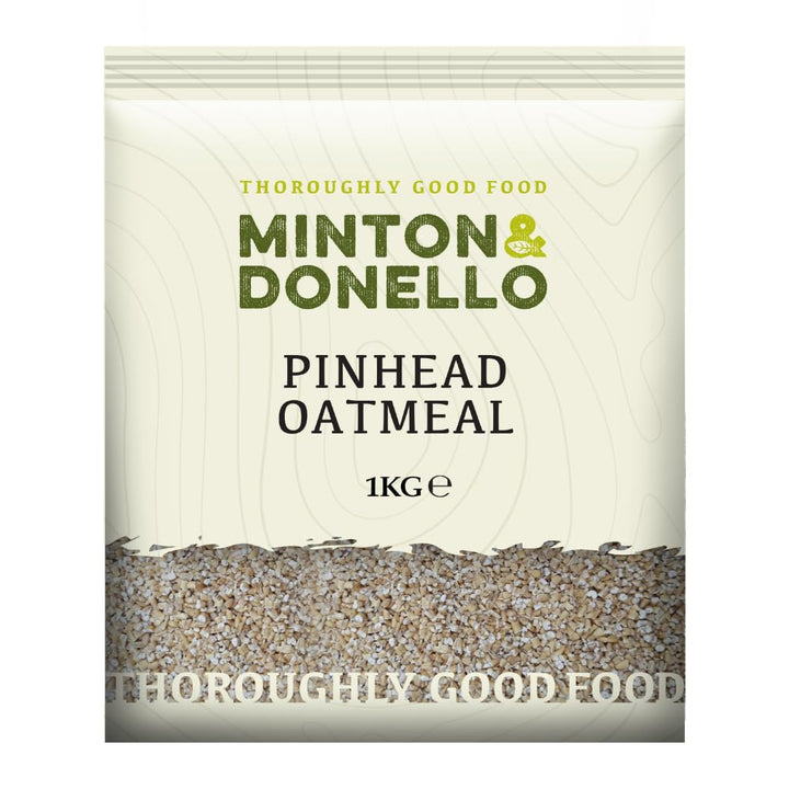 Minton & Donello 1kg Pinhead Oatmeal - Steel-Cut Oats for Porridge, Baking & Cooking