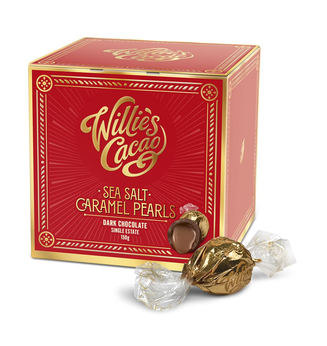 Willie’s Cacao - Dark Chocolate Salted Caramel Pearls 150g – Gift Box of 20 Individually Wrapped Pearls with Molten Sea Salt Caramel 6