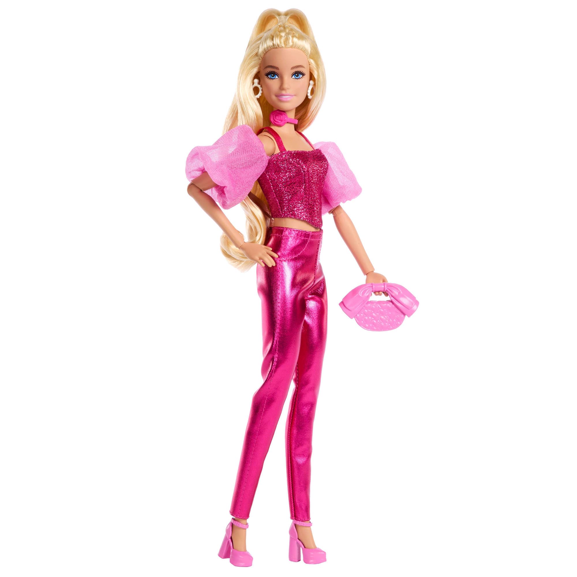 Barbie Deluxe Style Doll #5 - Metallic Pink Outfit, Blonde Hair, 4 Years & Up