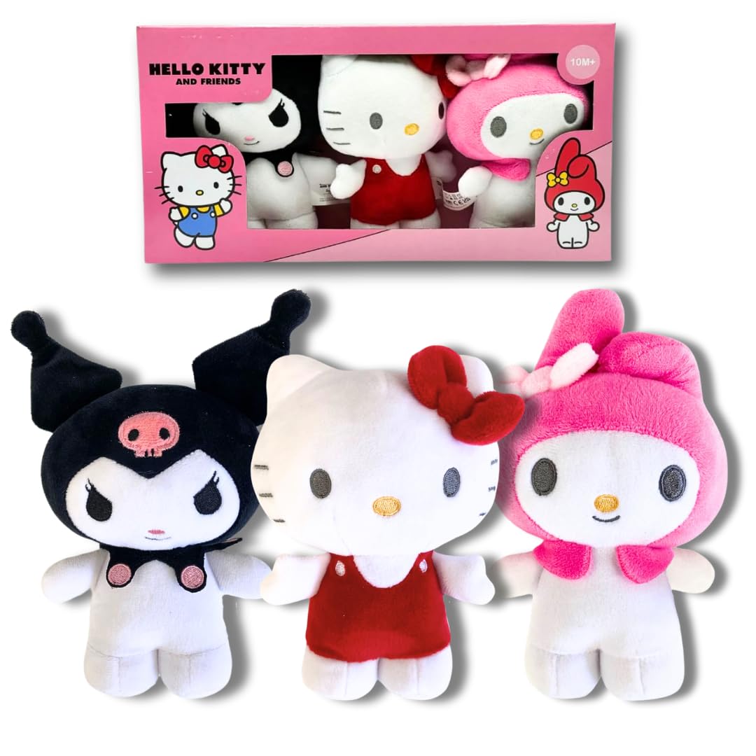 Hello Kitty 3 Pack Plush - 16cm Standing Sanrio Characters for Kids & Collectors 1