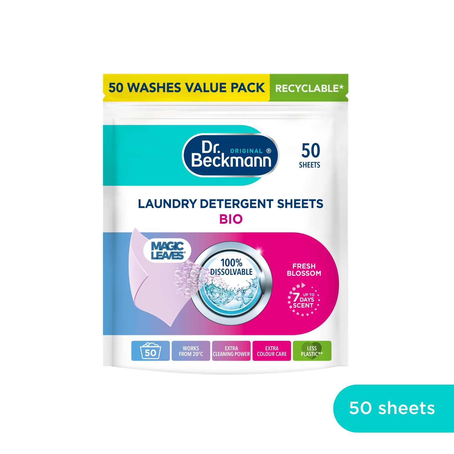 Dr. Beckmann Laundry Detergent Sheets BIO - Fresh Blossom Scent, 240g 5