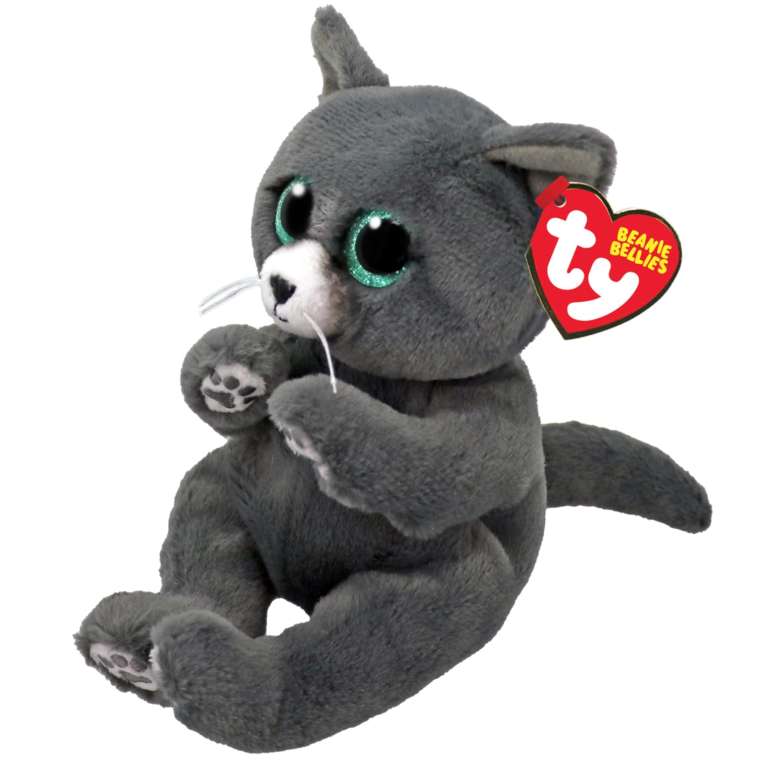 TY Beanie Bellies Binx Russian Blue Cat Plush Toy | Regular Size (14cm) | Glitter Eyes