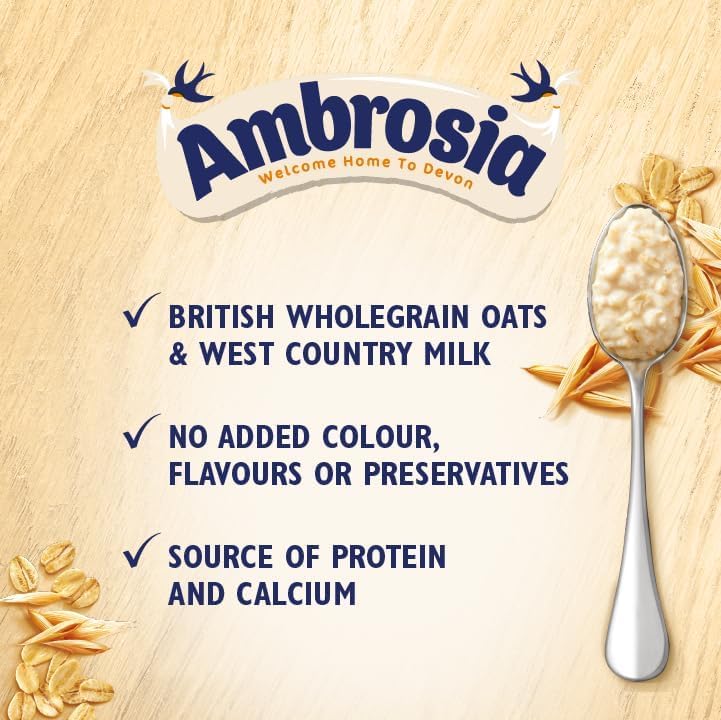 Ambrosia - Golden Syrup Flavour Low Fat Porridge Pots with British Wholegrain Oats, 210g (Pack of 6)